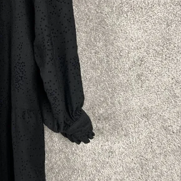 Zara Dress Womens Medium Black Dot Tiered Long Sleeve Tie Front Neck - Picture 4 of 12